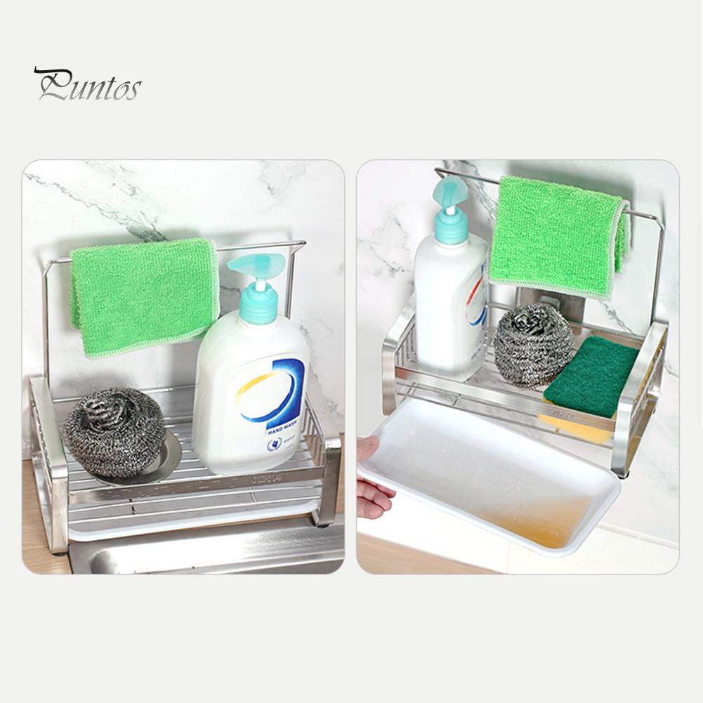 Sink Organzier Soap And Sponge Holder Bottle Cup Tableware Drain Tray Bathroom