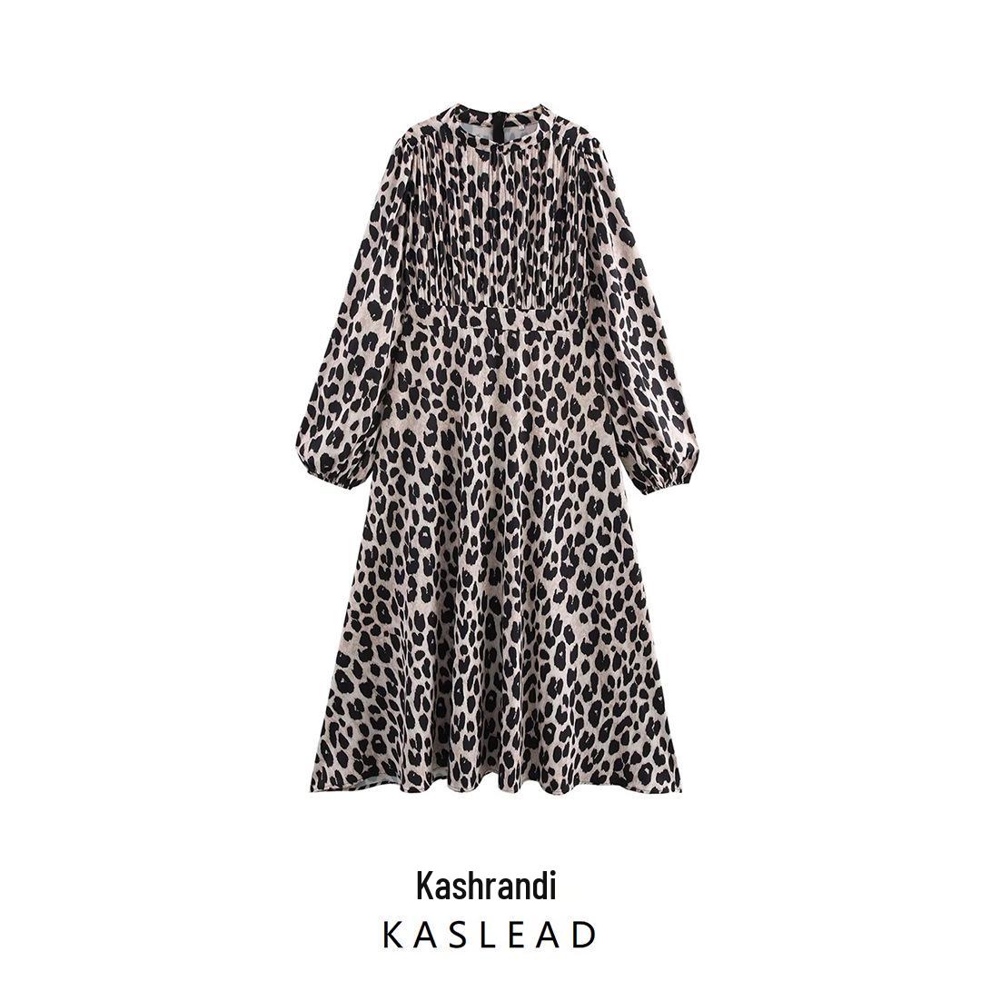 

2025 Spring Women s Plus Size European & American Leopard Print Loose Dress 3XL
