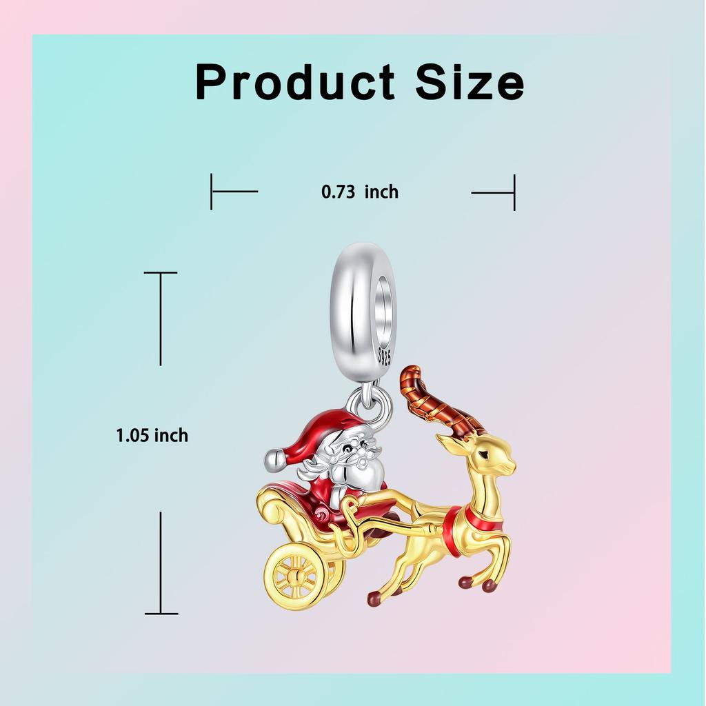 Kupfer Weihnachtsmann Schlitten Rentier Rudolph Anhänger Weihnachten Kompatibel Mit Authentischen Armbändern Damen DIY Schmuck Geschenk