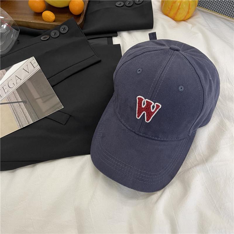 Letter baseball cap women's wide brim big head circumference black cap fashion couple retro face hat