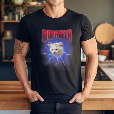 Ibuprofen Katze Lustig Lustiges Katzen-Meme Damen Herren Katzenliebhaber T-Shirt