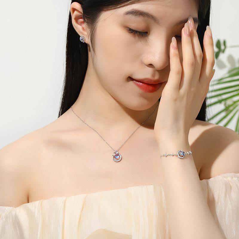 Tancise 925 Sterling Silver Classic Women Necklace Pendant Zircon Fashion Gift