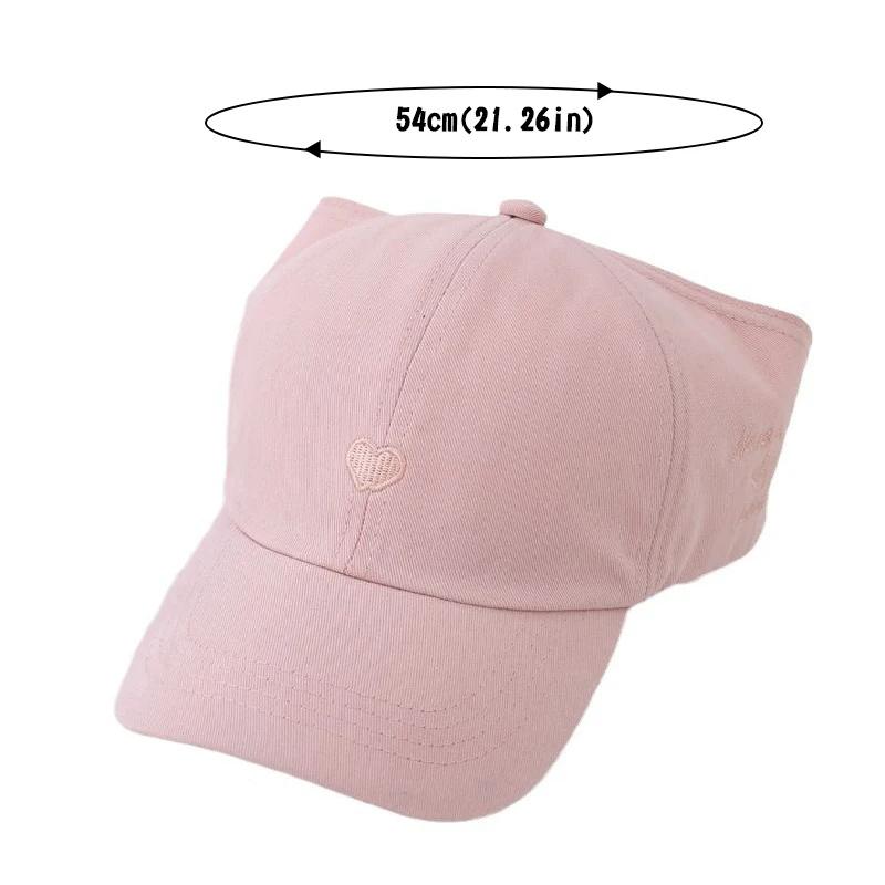 Offene Baseballkappe für Mädchen mit Öffnung für den Pferdeschwanz und Herzstickerei, Sonnenschutz-Visierhut für Kinder Sommer Outdoor Tägliches Reise-Wear