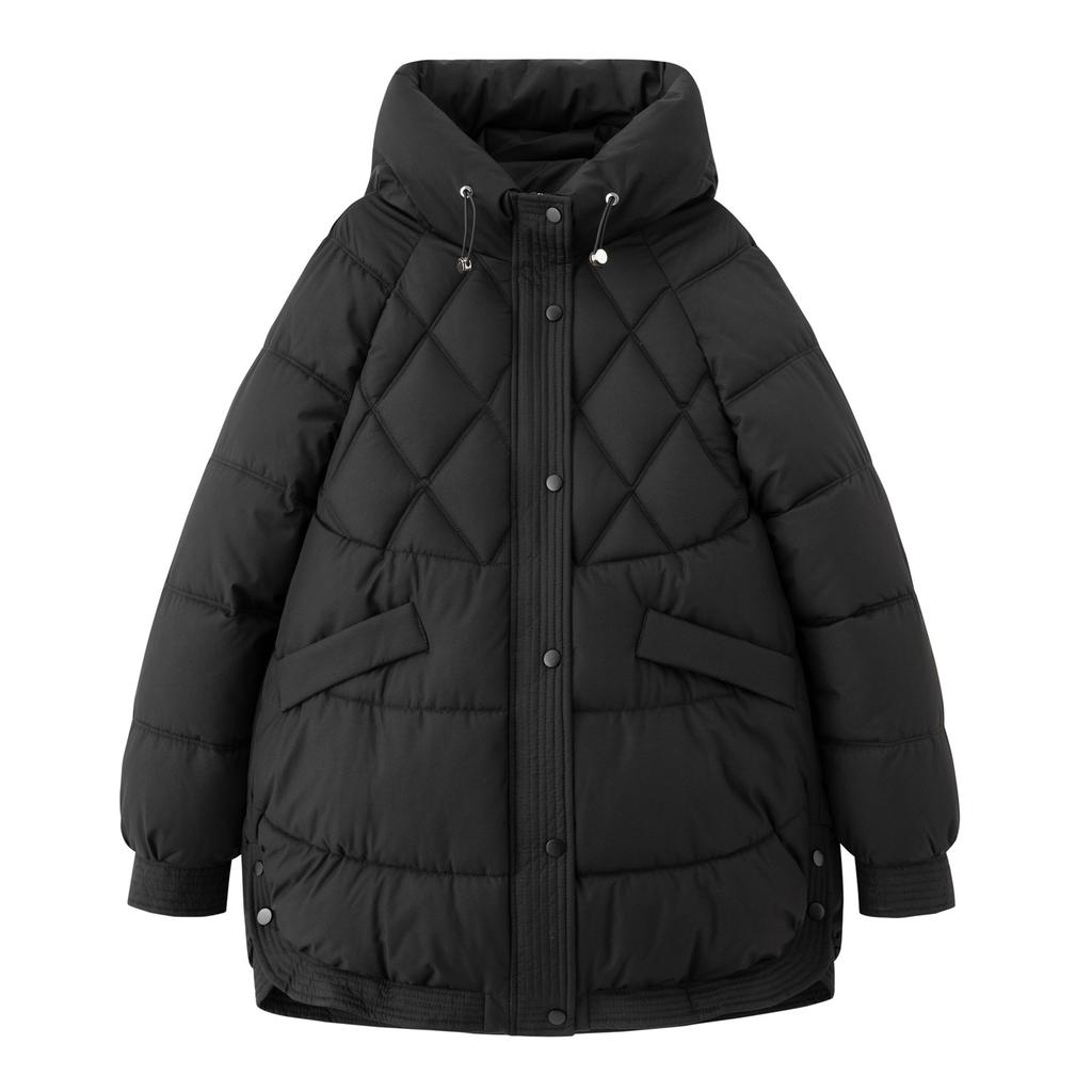 Down cotton-padded clothes women's medium and long bread clothes winter new loose cotton-padded jackets hooded casual cotton-padded jackets