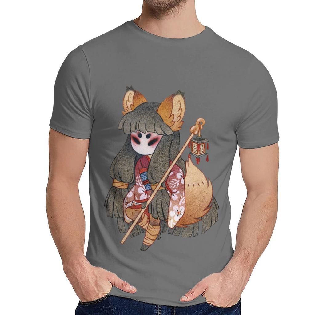 Summer Man T Shirt Mysterious Girl Kitsune Good Cotton Round Collar Cartoon Design T