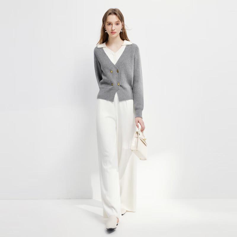 Qiushui Yiren Women's Faux Two-Piece Relaxed Knit Top