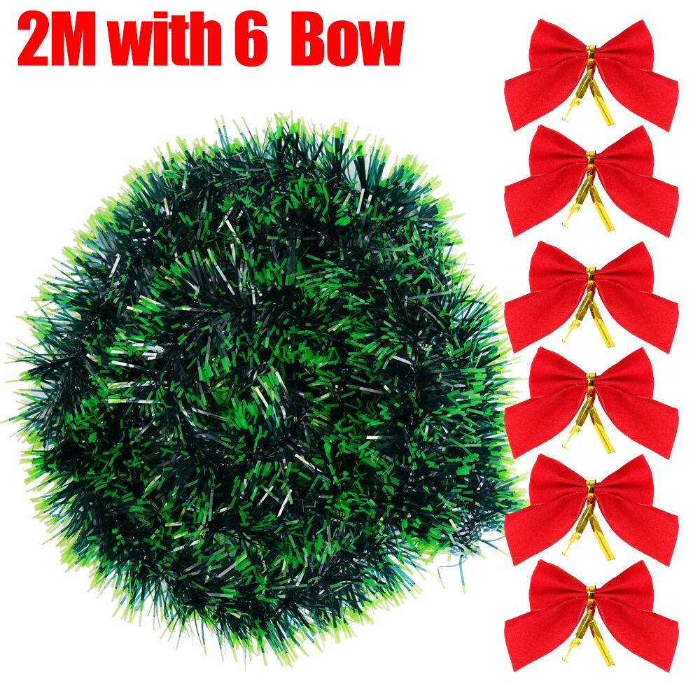 

2/10M Рождественская мишура Гирлянда Зеленые Ленты Тростника с Бантом Рождественская Елка Подвесные Украшения DIY Свадьба Рождественская Вечеринка Украшения Для Дома 5pcs(10M)