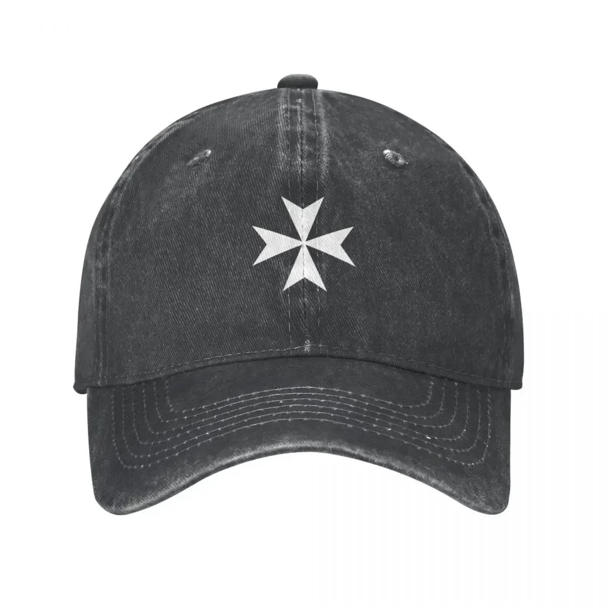 CROSS MALTA Maltese Amalfi Cross Maltese Cross Knights Hospitaller WHITE On BLACK Baseball Cap Luxury Brand Unisex Caps Women S