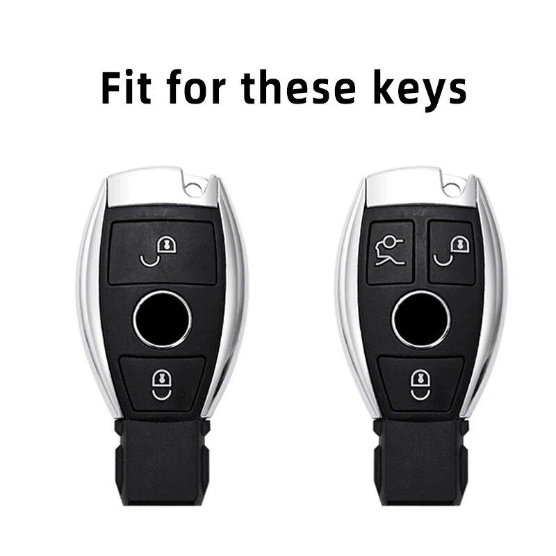 Zinc Alloy Leather Car Key Case For Mercedes Benz A B C E S Class Gls Gla Glk Cls Cla Amg W204 W205 W212 W463 W176 Key Case