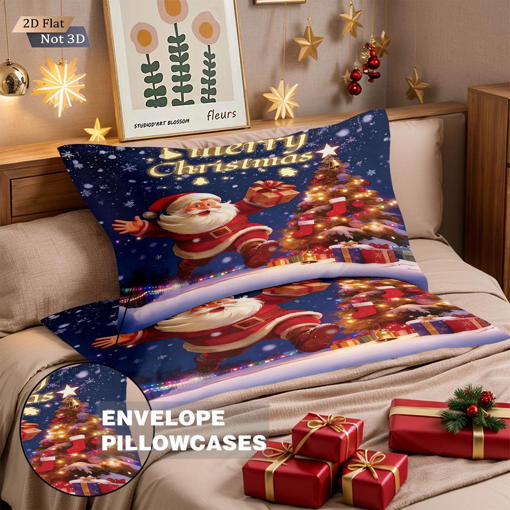 3pcs Merry Christmas Santa Claus print coreless duvet cover set multi size dormitory bedding holiday decoration machine washable