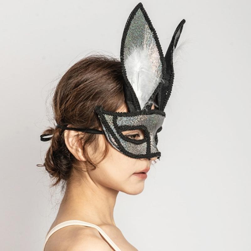 Rabbits Ears Masquerade Half Mask for Themed Event Proms and Festivals Party Rabbits Glitter Eyemask for Adult Unisex