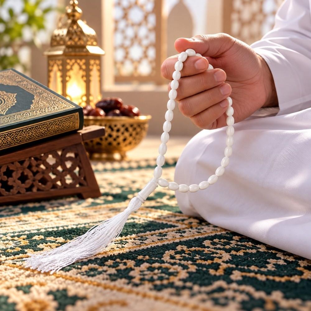 4pcs White Tasbih Beads 33 Beads Prayer Beads Necklace Portable Tasbeeh Set  Daily Prayer