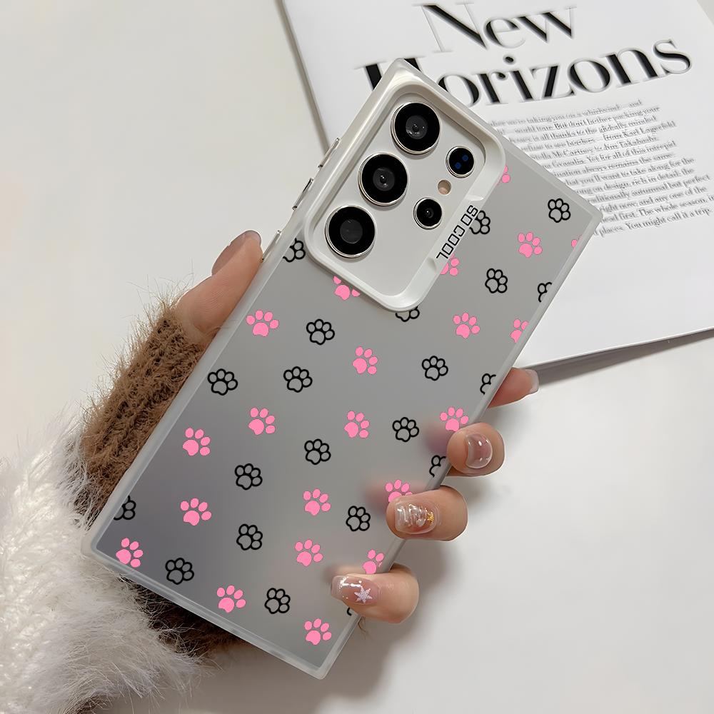 

Cute Dog Paws Pattern Phone Case For Samsung Galaxy S25 Edge S24 S23 S22 S21 S20 Ultra Funda Silicone Silver Cover Galaxy S21 FE 5G