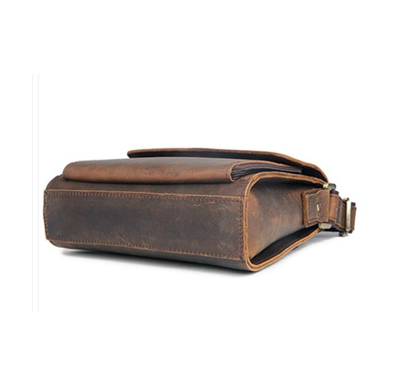 Vintage Fashi Genuine Leather Men Shoulder Bags Leather Messenger Bags Men Crossbody Bag Casual Bag Cowboy Style Brown Medium