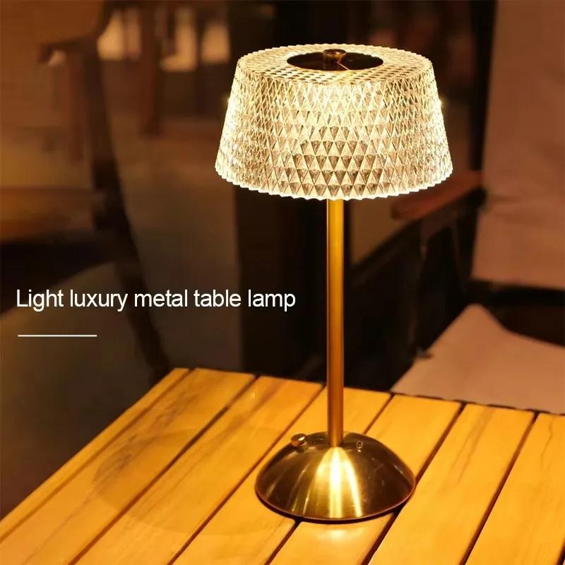 Luxury LED Table Lamps Touch Rechargeable Tricolor Light Bedroom Study Bedside Atmosphere DesDecoration Glass LED Night Lamps