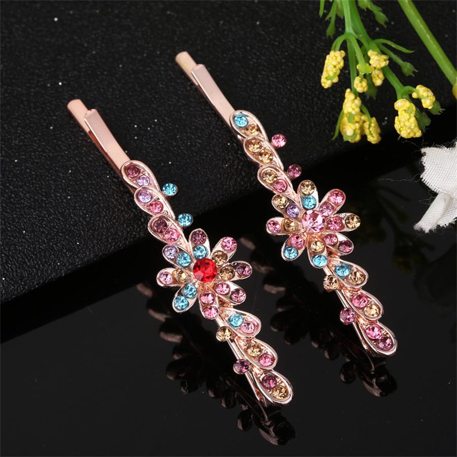New Rhinestone Word Clip Hair Accessories Women's Side Clip Flower Bangs Clip Crystal Head Ornament Jewelry Korean