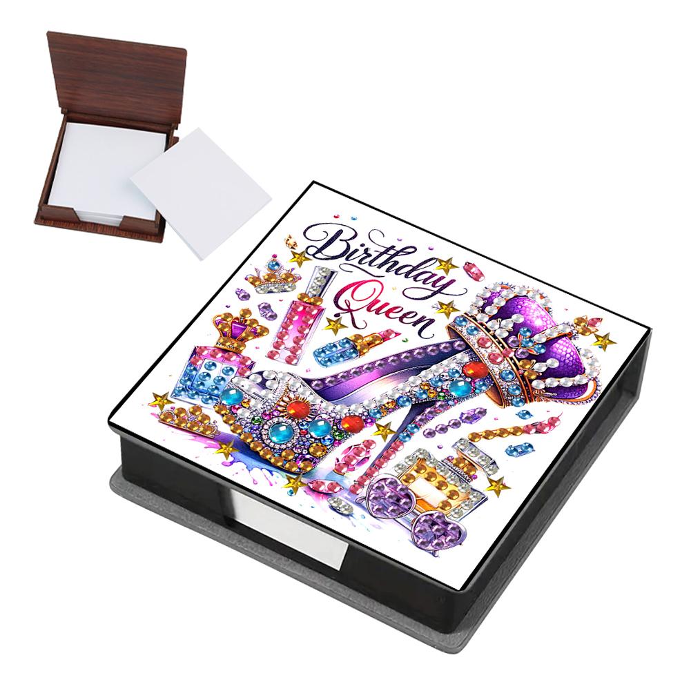 Flowers Diamond Painting Notecard Box Gem Art Sticky Note Holder Gem Painting Memo Pad Holder Mosaic Kit for Adults Beginners