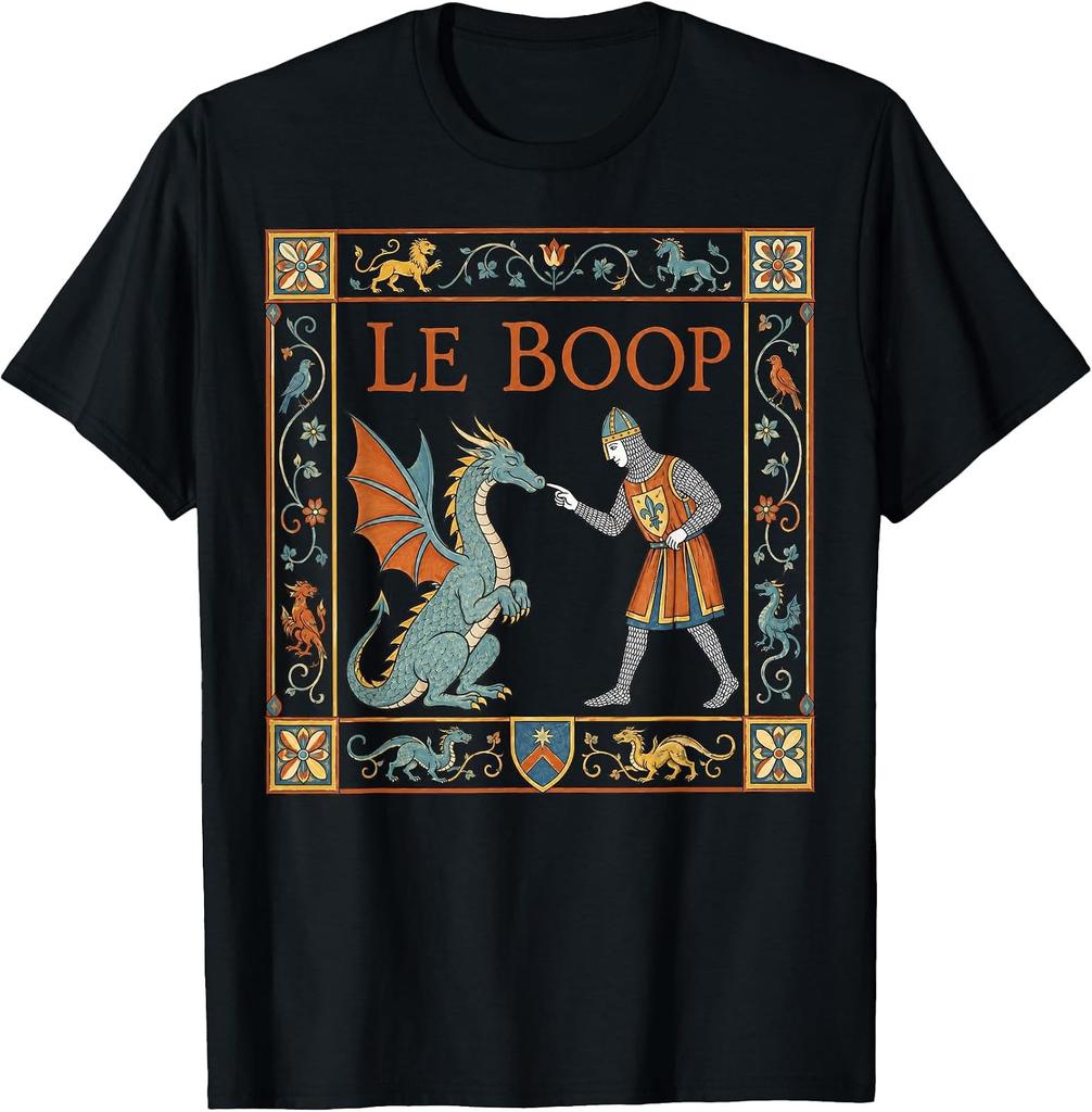 Medieval Knight & Dragon Humor T-Shirt - Fun Fantasy Design