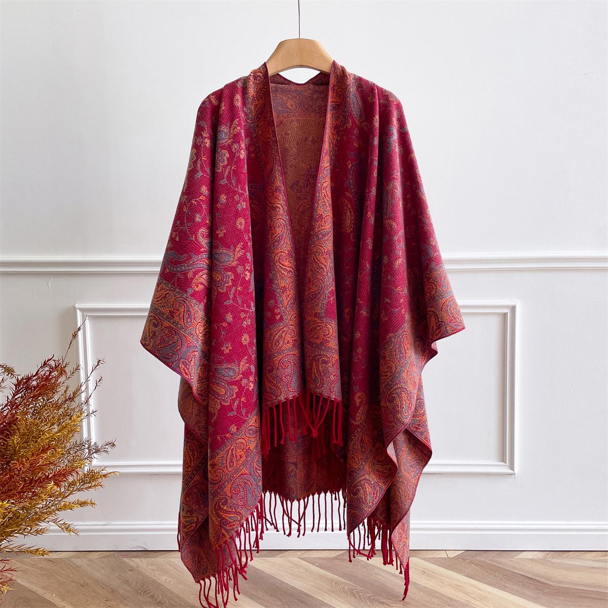 

Imitation Cashmere Winter Warm Ponchos Cape Women Scarf Foulard Femme Shawls Jacquard Wraps Floral Pashmina Female Bufanda Mujer 130x150cm