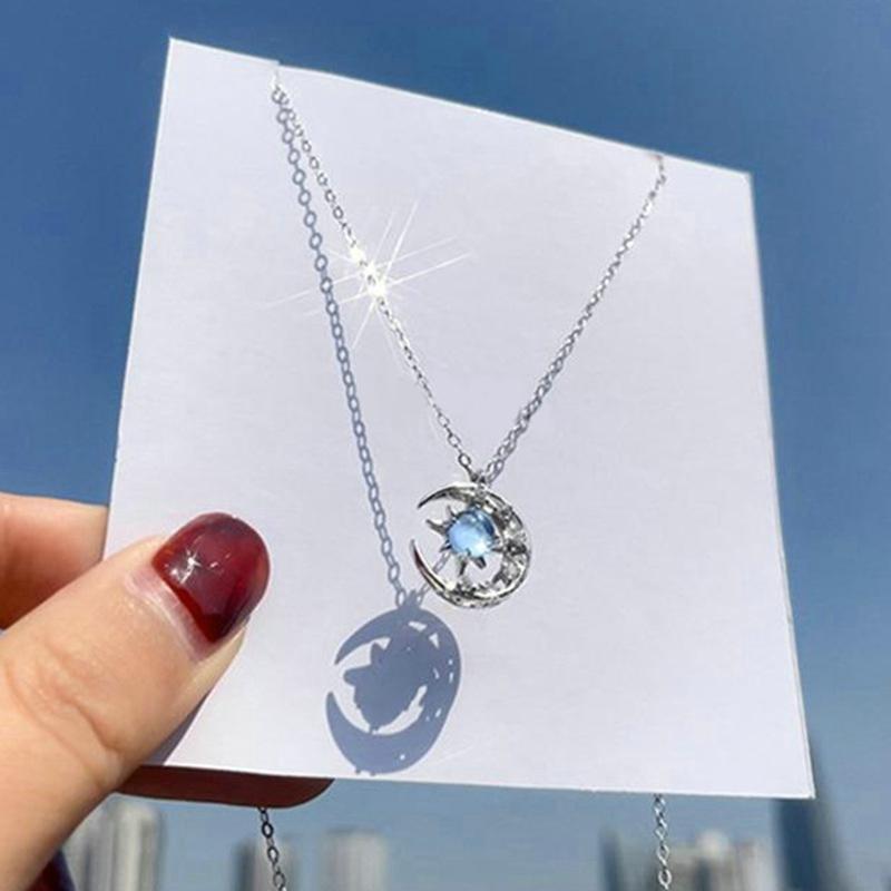 Zircon Moonstone Planet Necklaces for Women Girls Gold Color Fashion Jewelry Gifts Accessories for Friends