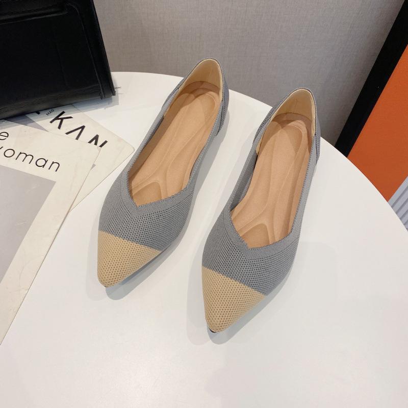 Woven shoes spring and autumn fly-woven light mouth flat bottom soft sole pointed single shoes women