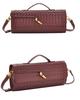 Handmade Woven Leather Baguette: Soft, Solid Color Crossbody Handbag for Women