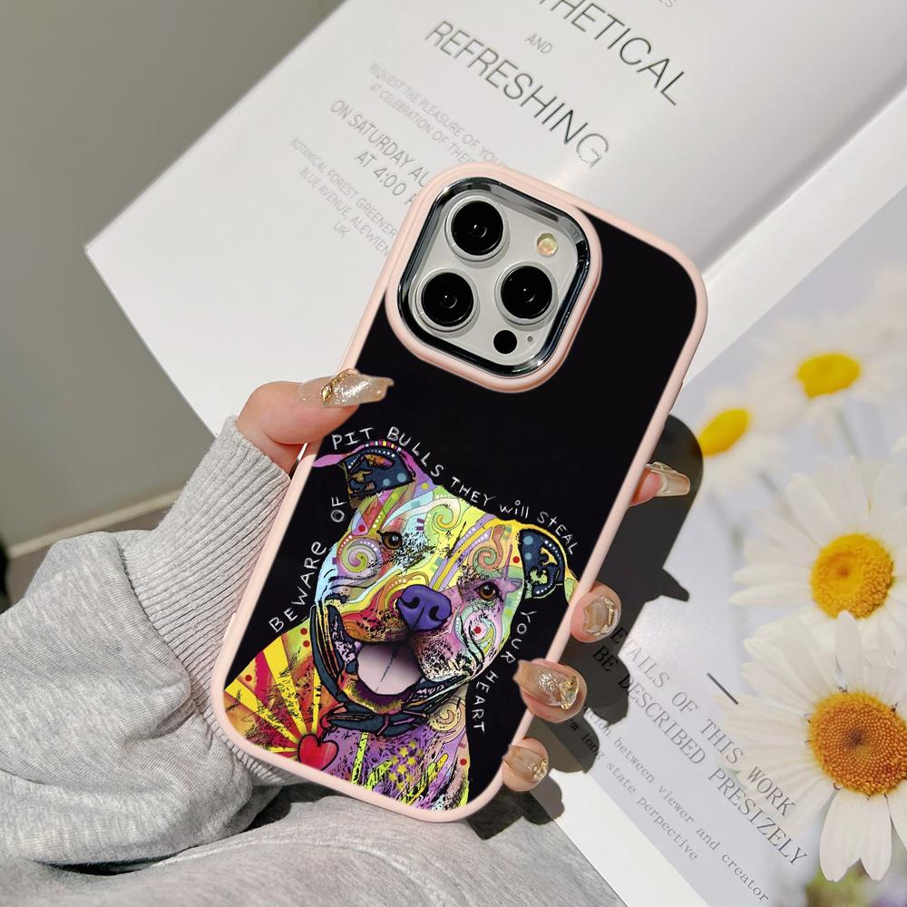 Ae76 Dog Color Doodle Design Art Phone Cases for Samsung A13 A32 A53 A04e A54 S23 S24 Ultra Infinix Hot 40i Huawei Metal Camera Protective Back Cover