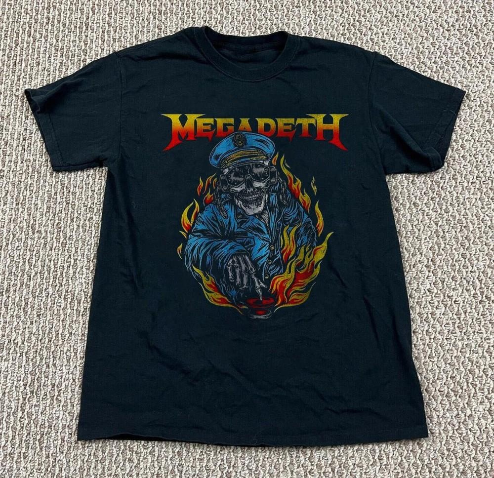 Редкая футболка Megadeth Vic Rattlehead, Унисекс Черная хлопковая футболка, Размер S-5XL Унисекс футболка XXL