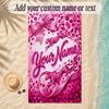 Leopard Theme Soft Beach Towel Personalized Custom Name Text Towel Portable for Beach Pool Travel