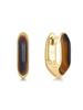 Gold Tiger Eye Hunger Hoop 925 Silver Earrings E068-01G-TE.