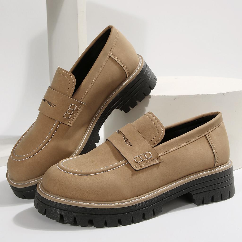 New Spring and Autumn Large Size Casual Scrub Women's Shoes Thick Heel Platform Retro