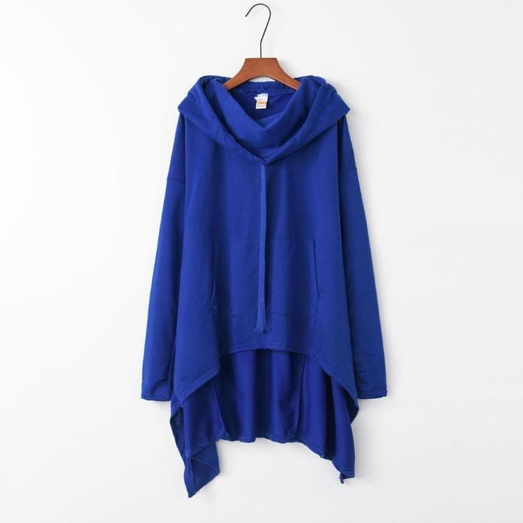 

Long Hooded Sweatshirt for Women Large Size Spring Autumn Single Layer Hoodie Top 3XL