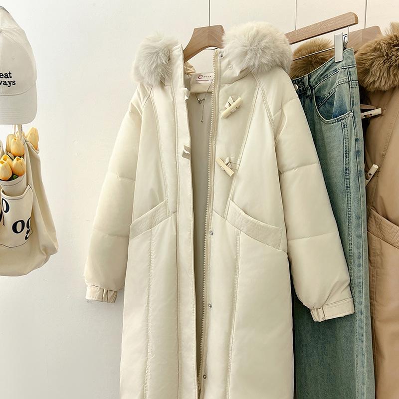 

Женская куртка с хлопковой подкладкой и большим меховым воротником, новая корейская версия, плотный дизайн, приталенное пальто и куртка с хлопковой подкладкой на зиму. L