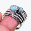 Natural Moonstone, Larimar 925 Sterling Silver Jewelry Ring Size 7.5 AR-18820
