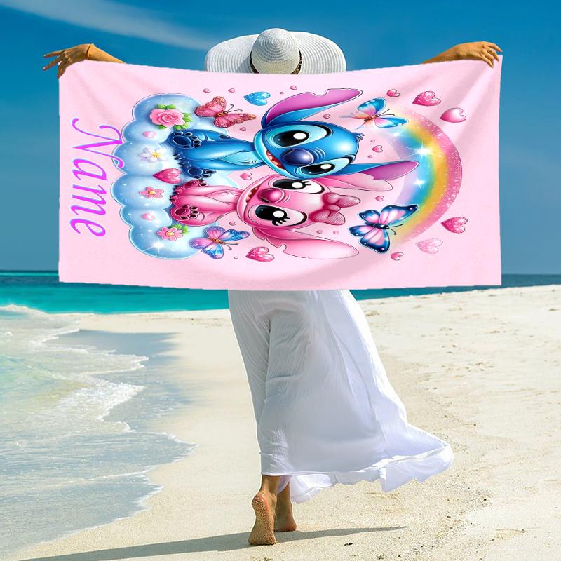 Personalized Butterflies Stitch's Adventure Beach Towel Microfiber Beach Towel Thin Absorbent for Beach Swimming Yoga Bath Sports. 0910225