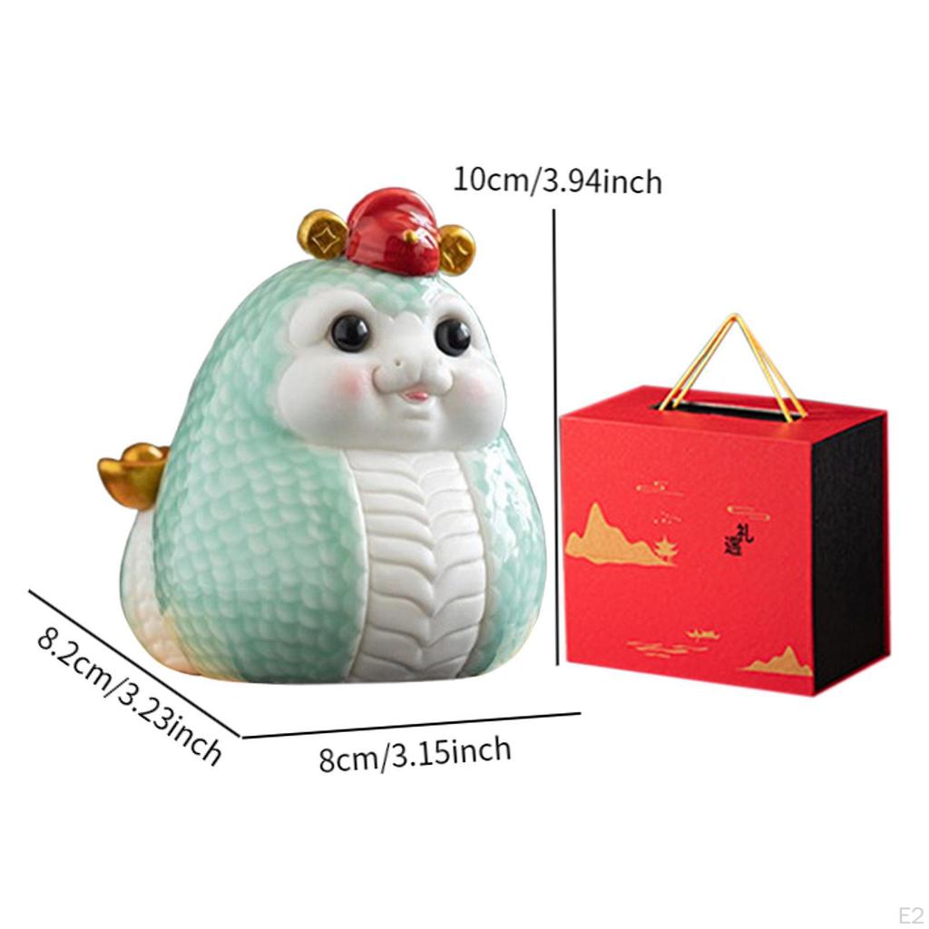 Spring Festival Ceramic Snake Statue Shelf Decoration Lovely Decorative Small Sculpture for