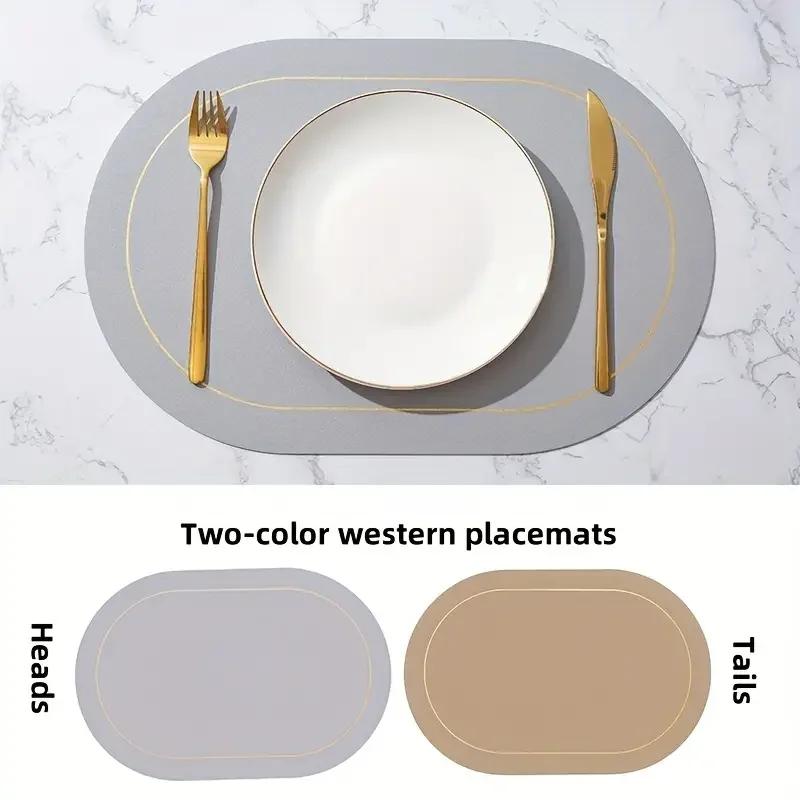 1pc PU Placemats Dining Table Waterproof Heat-Resistant Non-Slip Table Mat Nordic Style Cup Mat Washable for Dining