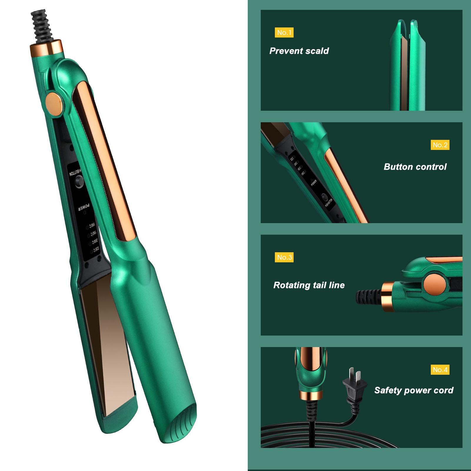 

Выпрямитель для волос Плойка для волос 4 температурных режима Влажное и сухое использование Выпрямление волос Плойка для завивки ‑ US Plug зелёный