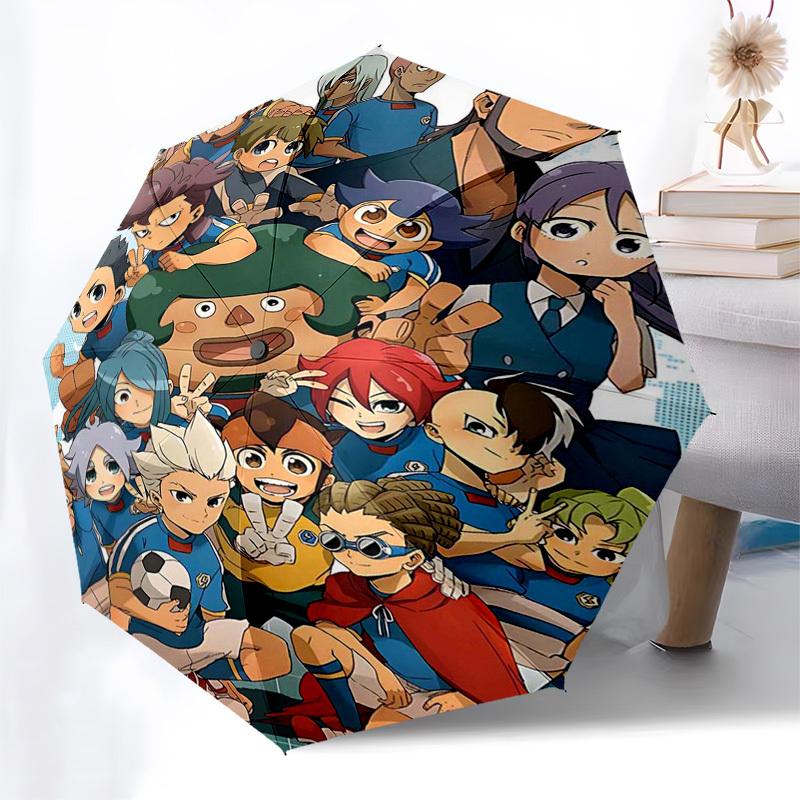 1pc Captain Tsubasa Automatic Folding Outdoor Umbrella - Portable Tri-Fold Design with 8-Rib Iron Frame, Perfect for Fans, Travelers, Daily Use,