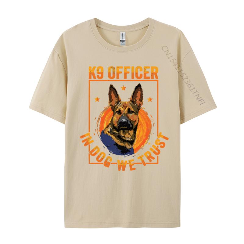 K9 In Dog We Trust Shepherd Thin Blue Light Tshirt Cotton Tops T Shirt for Male Beach Top Tshirts Holiday Plain Shirt