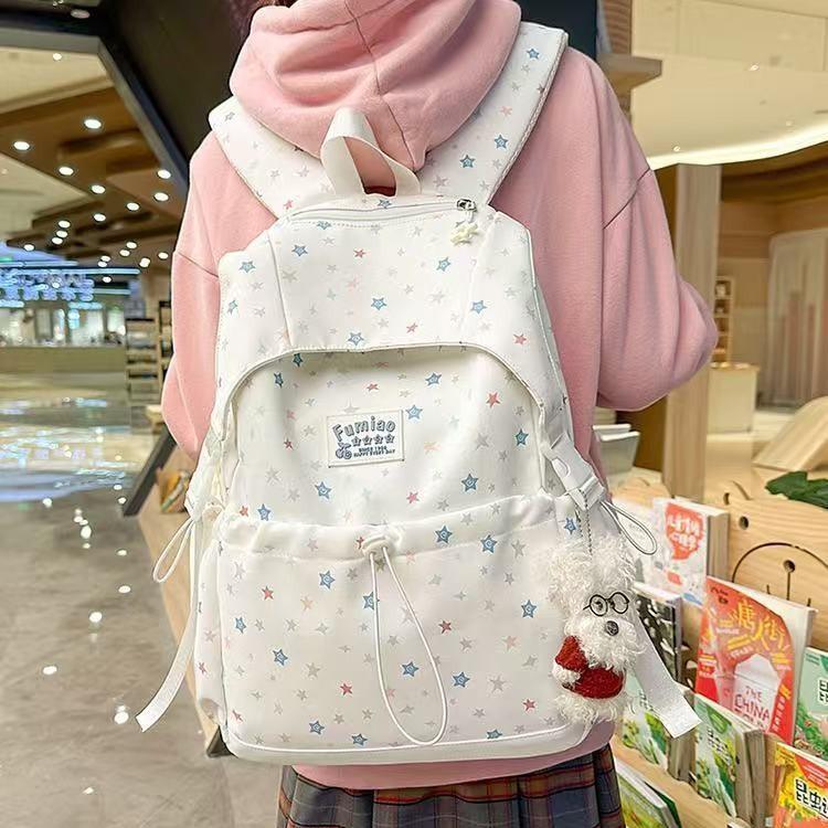 Schoolbag Large Capacity Girls Backpack 1011 New High Value Star Pattern Student School Bag Simple Fashion Backpack