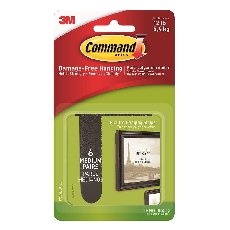 17204BLK Command Medium Bildeopphengstrips Svart 5,4 kg 6 stk