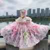 2026 Pet Dog Clothes Luxury Pure Handmade Fashion High-end Pink Roseflower Lace Tail Long Dresses For Small Medium Dog Chihuahua