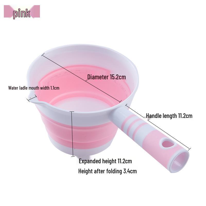 

Portable Folding Water Ladle and Scoop - Multi-Use Long Handle for Kitchen and Bath розовый