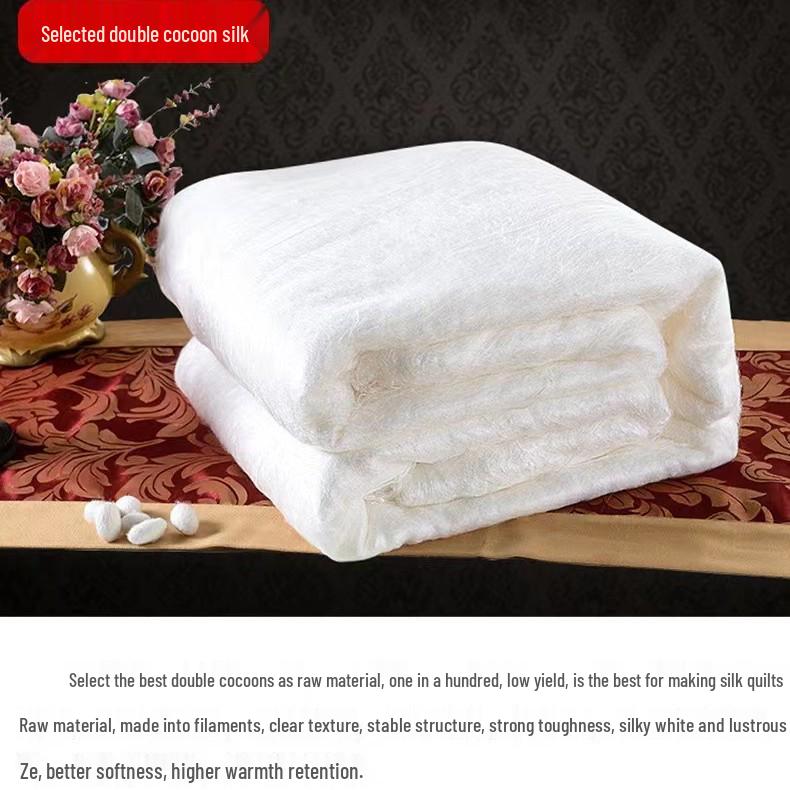Handgemachte Maulbeerseiden-Bettdecke - Leichte Füllung, 100% Seide, Halbfertiger Quiltkern