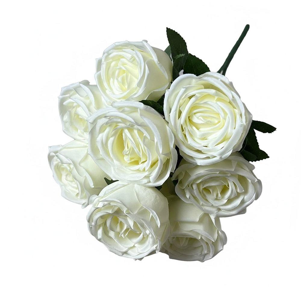 9 Heads Rose Artificial Flowers Multicolor Green Leaves Simulation Flower Rose Silk Petals Scene Landscaping Faux Rose Flower