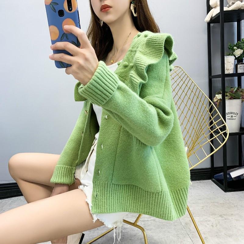 Utoimkio womens long hooded cardigan sweaters cable knit casual open