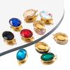 5pcs Colorful Crystal Charms Stainless Steel Geometry Oval Star Flower Charm Earrings Pendants for DIY Necklace Jewelry Findings