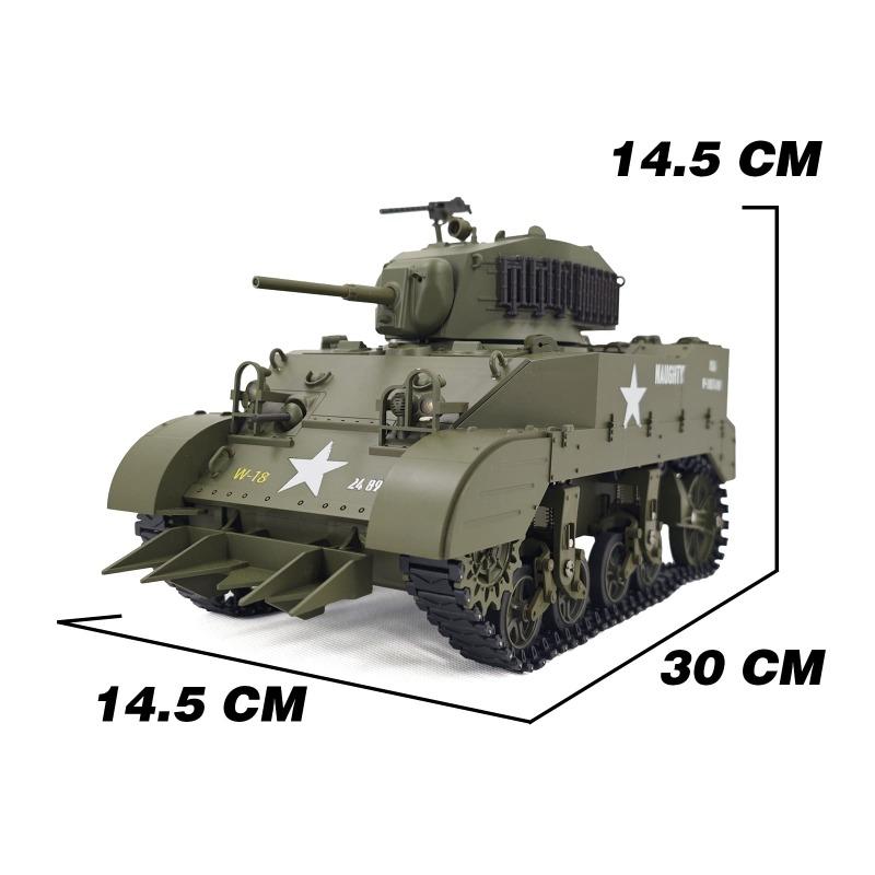 New 1/16 RC Tank U.S. M5A1 Stuart Light Tank Model 2.4G Military Vehicle Remote Control Crawler Tanks with Sound and Light Toy Boy