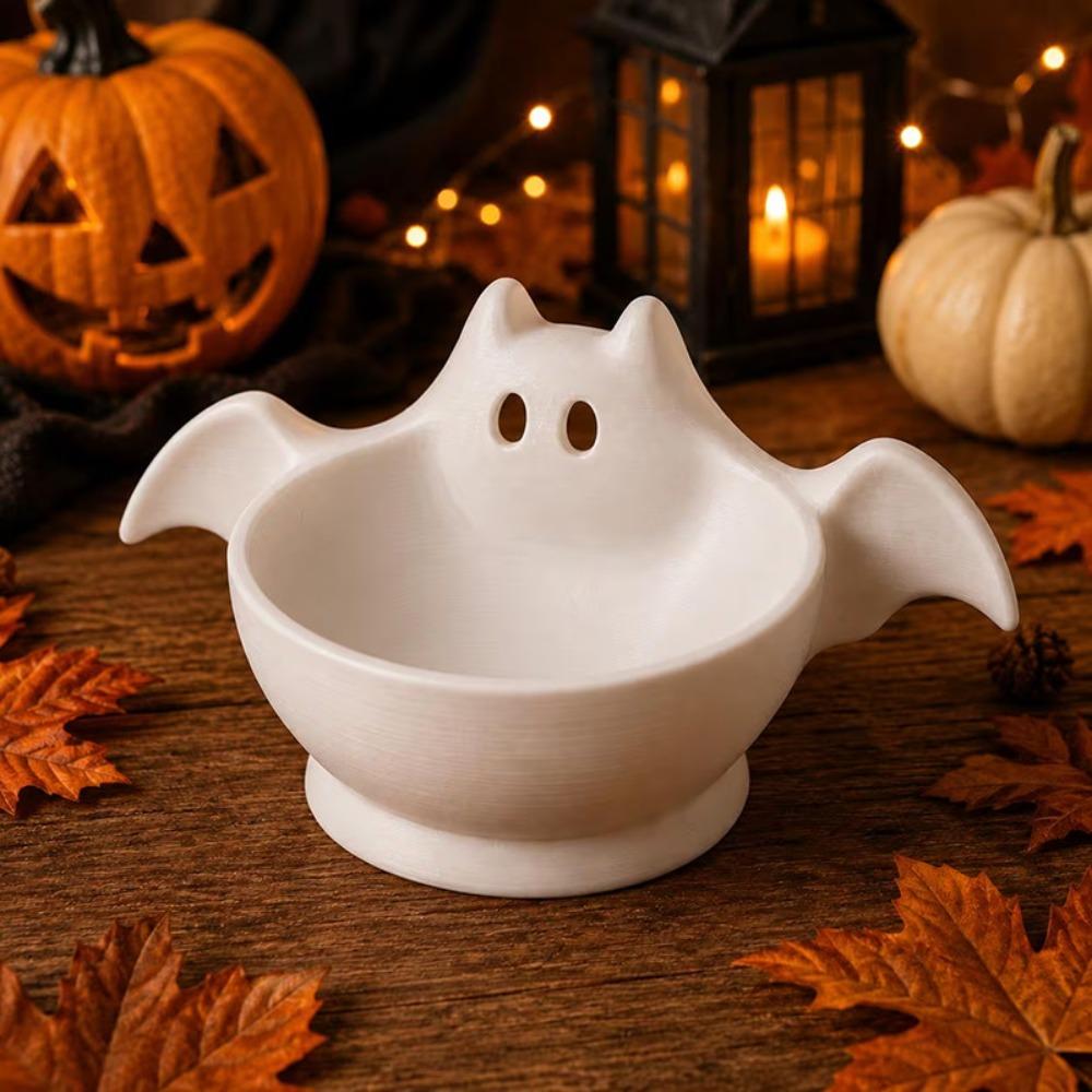 Luminous Halloween Bat Shaped Storage Bowl Cute Desktop Candy Bowl  Desk Organizer